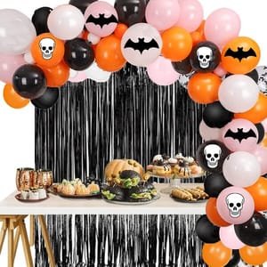 Halloween Decorations Balloons Garland Items - Pack Of 71 Pcs - Latex Balloons Foil Balloon Decoration Set For Halloween Party Decorations Supplies With Decorative Service At Your Place.