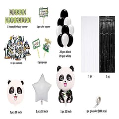 Panda Latex & Paper Panda Theme Birthday Decorations Set Black And White Balloons For Decoration (Pack Of 65, Black & White)  With Decorative Service At Your Place.