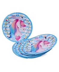 All Party Product Theme Based Party Product Cartoon Print Birthday Party Supplies ( 10" Plate) (Unicorn Blue)