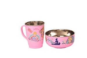 TOPAZ Disney Princess cup and bowl set 1 New Year Gift festive gift Christmas gift for kids birthday gift valentine gift bowl and cup set 1 Forzen Printed Stainless Steel Bowl & Cup for Kids