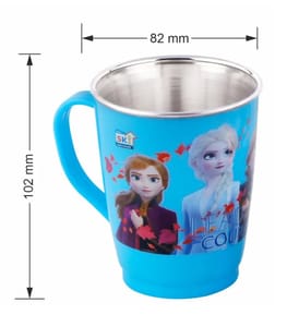 Topaz Frozen Set 1 Glass Mug Bowl Double Wall Stainless Mugs for Kids New Year Gift Christmas Gift for Kids Birthday Gift Disney Princess Printed Stainless Steel Bowl & Cup for Kids