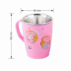 Topaz Peepa Pig Mickeyprinted Stainless Steel Bowl & Cup for Kids New Year Gift Festive Gift Christmas Gift for Kids Birthday Gift Return Gift Pig Cup Bowl Set