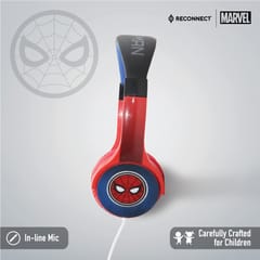 Spiderman  Headphone GADGET Reconnect Marvel Sound Suit Kids Edition Series 100 Wired Headphone Specially Crafted for Children, 40mm Speaker Driver, Soft Sound qulaity, Sensitivity Limited Upto 85db -Spiderman