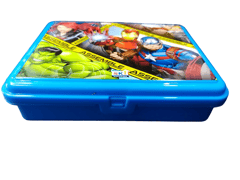 Lic Tasty Lunch Box Cartoon Printed Avengers   Mouse For Kids, 650 ml, with 3 Compartment Lunch Boxes with Fork , Blue | School Lunch Box  | Food Grade | Easy to Carry | Easy to Clean