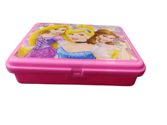 Lic Tasty Lunch Box Cartoon Printed Disney Princess  Mouse For Kids, 650 ml, with 3 Compartment Lunch Boxes with Fork , Pink | School Lunch Box  | Food Grade | Easy to Carry | Easy to Clean