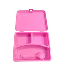 Lic Tasty Lunch Box Cartoon Printed Peepa Pig Mouse For Kids, 650 ml, with 3 Compartment Lunch Boxes with Fork , Pink| School Lunch Box  | Food Grade | Easy to Carry | Easy to Clean