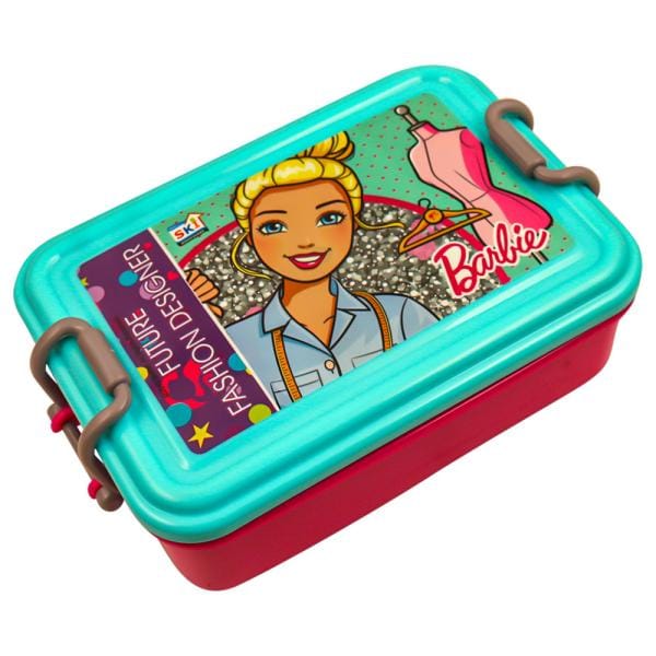 Peri Peri Lunch Box Barbie  Plastic for Back to School Kids 1 Containers and 1 Spoon(fock) 1Lunch Box (700 ml) (Colour as per Availability)