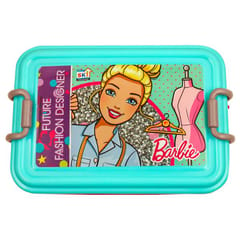 Peri Peri Lunch Box Barbie  Plastic for Back to School Kids 1 Containers and 1 Spoon(fock) 1Lunch Box (700 ml) (Colour as per Availability)