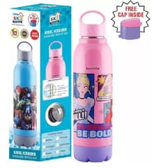 Steel Iceberg Insulated Bottle-550 ml with Free Cap Disnep Princess Inside Steel Inner for Kids Keep Warm & Cold for Long Time