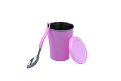 Stainless Steel Feast Gift Set of Glass Bowl & Mug & 2 Spoons for Kids 5pcs (Set of 1) (Pink)