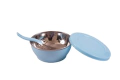 Bowl Double Wall Stainless with Steel Spoon for Office Best Gift for Birthday Bonito Gift Set 225ml Color as per Availability (Set of 1) ( colour as per available )