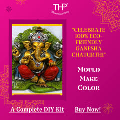 Shadu Clay Ganesha Idol 18cms Approx DIY Kit Mould Make Color n Decorate Ganesh Idol Eco-freindly Murti Used Art and Craft Rs 200 Coloring kit n moti mala Free (DIY Kit Ganesha)