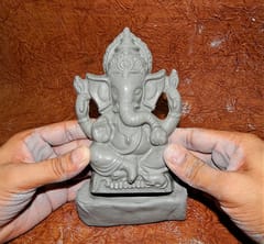 Shadu Clay Ganesha Idol 18cms Approx DIY Kit Mould Make Color n Decorate Ganesh Idol Eco-freindly Murti Used Art and Craft Rs 200 Coloring kit n moti mala Free (DIY Kit Ganesha)