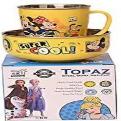 TOPAZ Mickey Mouse cup and bowl set 1 New Year Gift festive gift Christmas gift for kids birthday gift valentine gift bowl and cup set 1 Forzen Printed Stainless Steel Bowl & Cup for Kids