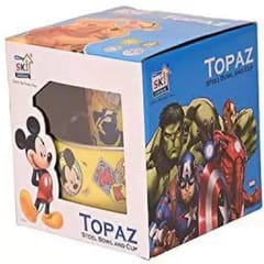 TOPAZ Mickey Mouse cup and bowl set 1 New Year Gift festive gift Christmas gift for kids birthday gift valentine gift bowl and cup set 1 Forzen Printed Stainless Steel Bowl & Cup for Kids