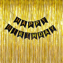 Foil Curtain Golden Pack of 1 for Birthday, Anniversary, Marriage, Bachelorette, Halloween Decoration