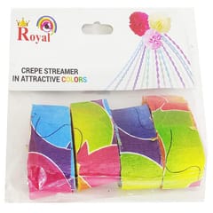 Paper Crepe Streamer Printed Roll Ribbon for Party Decoration Pack of 10