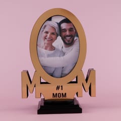 No 1 Mom Golden Wooden Photoframe  For Mother's Day Gift For Mom, Photoframe For MOM