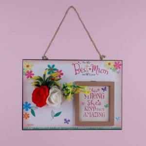 To The Best Mum with Love Wall Hanging For Mother's Day  Home Decor Multicolor Wooden  Wall Hanging Gift For Mom,