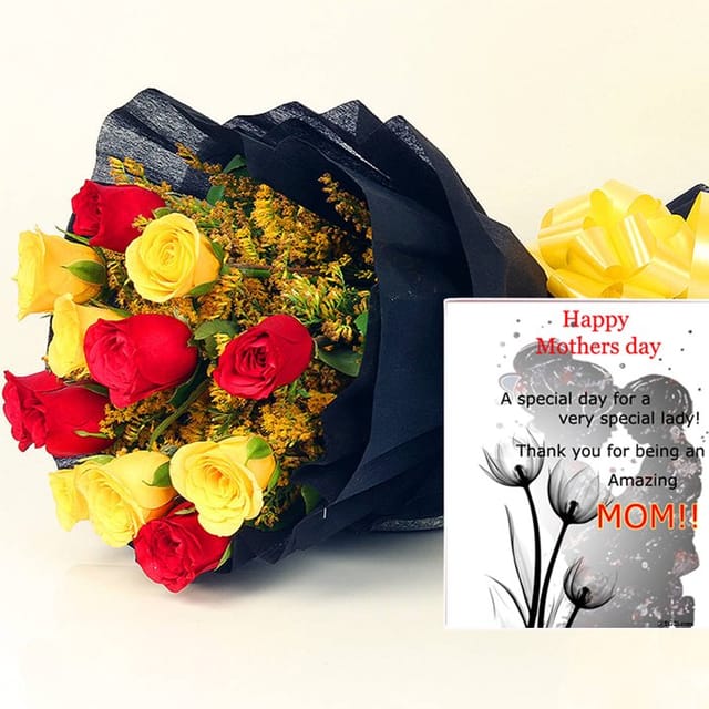 Roses with MOM Greeting Card For Mother's Day Gift For Mom