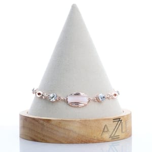 Silver Diamond Cut Stones and Pearl Design Rose Gold Bracelet  For Mother's Day Gift For Mom