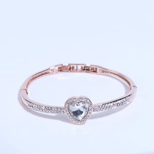 Double Stones Line and Heart Pendant Design Rose Gold Bracelet For Mother's Day Gift For Mom