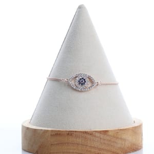 Stones Encrusted Evil Eye Rose Gold Bracelet For Mother's Day Gift For Mom