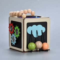 The Funny Mind Wooden Activity Busy Cube for Kids and Toddlers 4 X 4 Inches