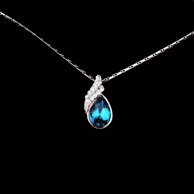 Elegant Blue Stone Rose Gold Necklace For Mother's Day Gift For Mom