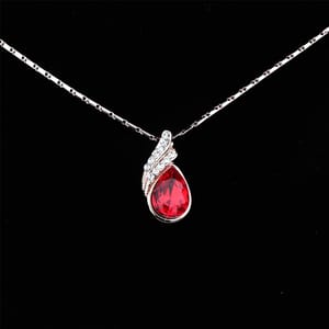 Red Stone Encrusted Rose Gold Necklace For Mother's Day Gift For Mom