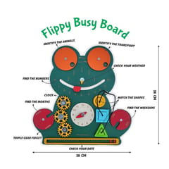 The Funny Mind Flippy Frog Wooden Busy Board Game for Kids and Toddlers, 10+ Activities with Stand