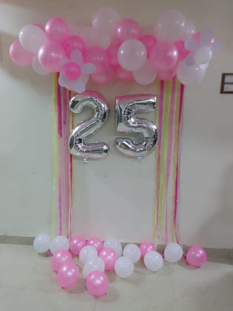 25th Birthday Pink and White theme Balloons Decoration service at your doorstep