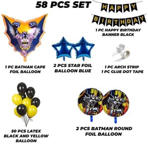 Batman Theme Birthday Balloons Decoration Set for Kids Birthday party With Decoration service at your place