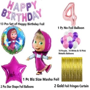 Masha & BearTheme Birthday Balloons Decoration Items or Kit Multicolor Foil Set for Birthday party With Decoration service at your place