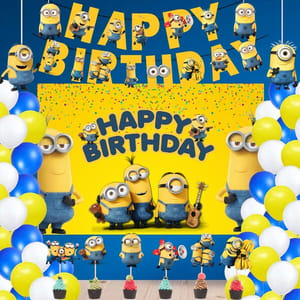 Minion Theme Happy Birthday Party Balloons Decorations Combo  Favors for boy, girl, Kids Birthday Party With Decoration service at your place