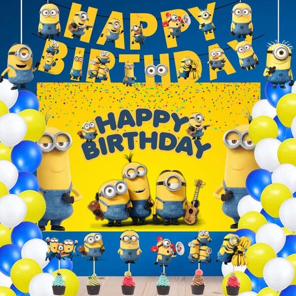 Minion Theme Happy Birthday Party Balloons Decorations Combo  Favors for boy, girl, Kids Birthday Party With Decoration service at your place