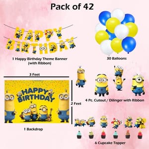 Minion Theme Happy Birthday Party Balloons Decorations Combo  Favors for boy, girl, Kids Birthday Party With Decoration service at your place