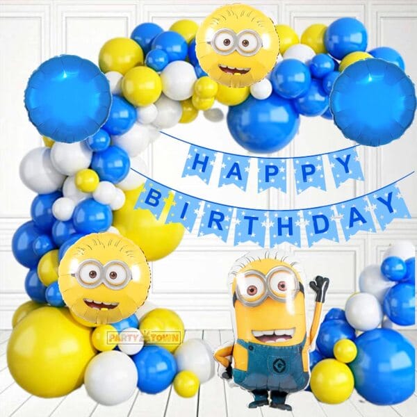 Minion Theme Happy Birthday Party Balloons Decorations Combo  Favors for boy, girl, Kids Birthday Party With Decoration service at your place