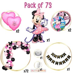 Minnie Mouse theme Balloons decoration combo for boys and girls theme birthday party with Metallic balloons With Decoration service at your place