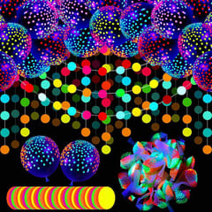 50 Pieces Neon Balloons, 12 Inch Black Light Fluorescent Mini Polka Dots Balloons Neon Latex Balloons decoration for Birthday With Decoration service at your place