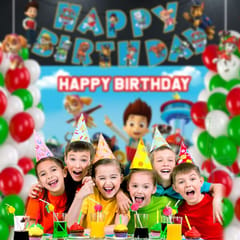 Decor Spree Paw Petrol Theme Happy Birthday Party Balloons Decoration Kit Combo Favors for Kids Birthday With Decoration service at your place