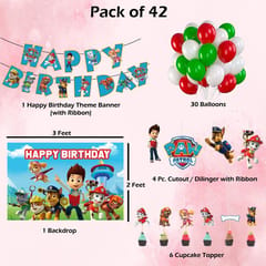 Decor Spree Paw Petrol Theme Happy Birthday Party Balloons Decoration Kit Combo Favors for Kids Birthday With Decoration service at your place