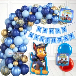 Decor Spree Paw Petrol Theme Happy Birthday Party Balloons Decoration Kit Combo Favors for Kids Birthday With Decoration service at your place