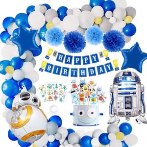 Robot Birthday Banner Robot Cupcake Toppers Robot Cake Toppers Balloons Decoration for Birthday With Decoration service at your place