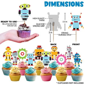 Robot Birthday Banner Robot Cupcake Toppers Robot Cake Toppers Balloon decoration for Birthday With Decoration service at your place