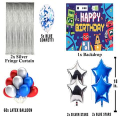 Robot Birthday Banner Robot Cupcake Toppers Robot Cake Toppers Balloon decoration for Birthday With Decoration service at your place