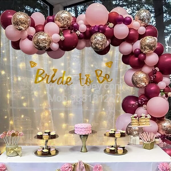 Complete Balloons Decoration Combo for Bride Bachelorette Party Decoration "BRIDE TO BE" - Golden, Black & Silver theme with With Decoration service at your place