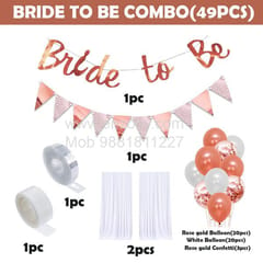 Complete Balloons Decoration Combo for Bride Bachelorette Party Decoration "BRIDE TO BE" - Golden, Black & Silver theme with With Decoration service at your place