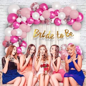 Complete Balloons Decoration Combo for Bride Bachelorette Party Decoration "BRIDE TO BE" - Golden, Black & Silver theme with With Decoration service at your place