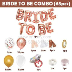 Complete Balloons Decoration Combo for Bride Bachelorette Party Decoration "BRIDE TO BE" - Golden, Black & Silver theme with With Decoration service at your place